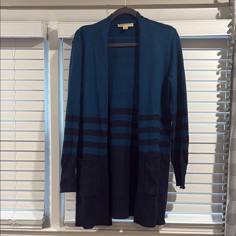 Michael Kors Blue and Navy Striped Women's Sweater